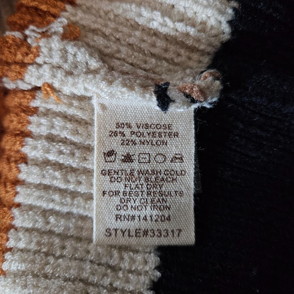 Thread Virginia Polo Sweater Large Orange Black Stripe Colorblock Partial Zip - Picture 14 of 14